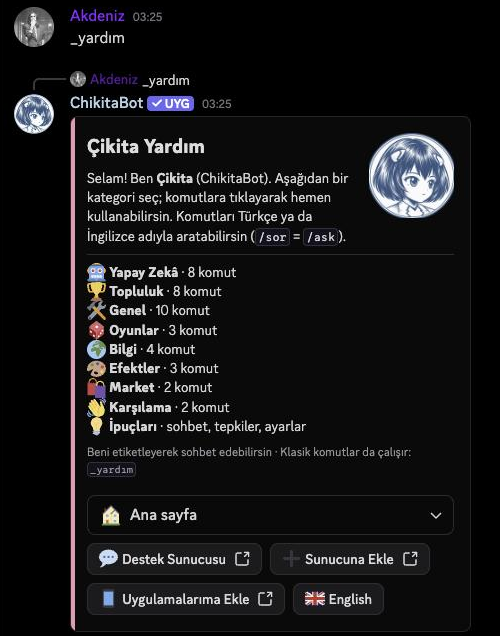 Classic prefix command: _yardım (= _help) opens the help menu.